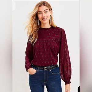 LOFT Burgundy Blouse NWT